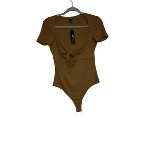 🛑 LAST CHANCE! NWT Wild Fable brown ribbed bodysuit size small